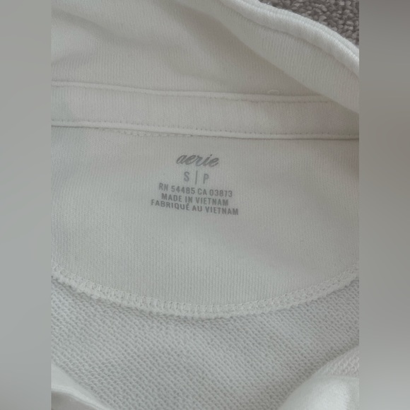 Aerie Collared Crew V Neck Pullover with Pockets, Size Small - Picture 5 of 8